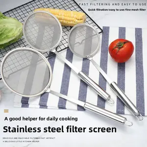 304 mesh stainless steel oil separator filter spoon kitchen tools oil residue oil foam colander strainer spoon 100 mesh