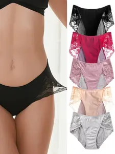 Lace Breathable Underwear, Solid Color Menstrual Triangle Panties, Women's Inner Wear, Hygienic Period Shorts, Comfortable, Elegant and Stylish