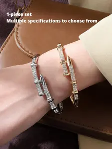 Elegant Geometric Bracelet Set with Diamonds, Stainless Steel Chain, Unisex Design, Perfect Gift for Any Occasion, Stylish Accessory for Daily Wear, Stackable Bracelets