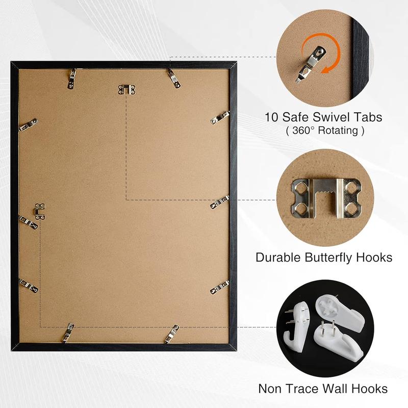 HappyHapi 18x24 Picture Frame Black Wood Pattern Puzzles Frames for Wall Gallery Art Prints Vertically Horizontally Wall Mounting Hardware Included 2 Pack