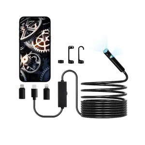 VEVOR Endoscope Camera with Light, Dual Lens Borescope for Android IOS, 1920P HD Inspection Camera with 8+ 1 LED Light, 2X Zoom, 16.4FT Snake Cable, IP67 Waterproof Snake Camera for Auto, Plumbing