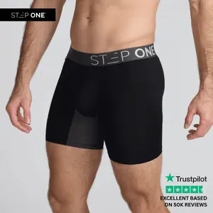 Step One Men's Boxer Brief - Black Currants, Anti-Chafe, Breathable Bamboo Fabric, UltraGlyde Panels, Hidden Elastic Pouch, Premium Underwear, Athletic Daily wear