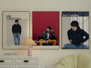 BTS Poster Set of 3, Kim TaeHyung, aesthetic bts room decor, bts gifts, bts merch, black & white bts wall art