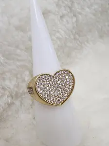 14k Gold Plated Heart Shape Ring Elegant - Everyday Wear Jewelry with Subtle Shine & Timeless Appeal for Daily Activities Available in Sizes 7, 8, 9 and 10
