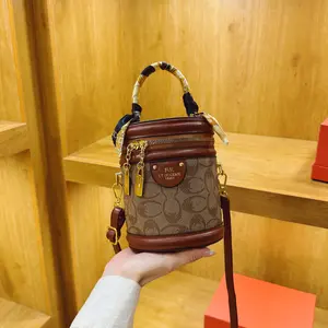 2026 model bucket bag, crossbody fortune bucket design, single shoulder bag, vintage print handbag and crossbody bag