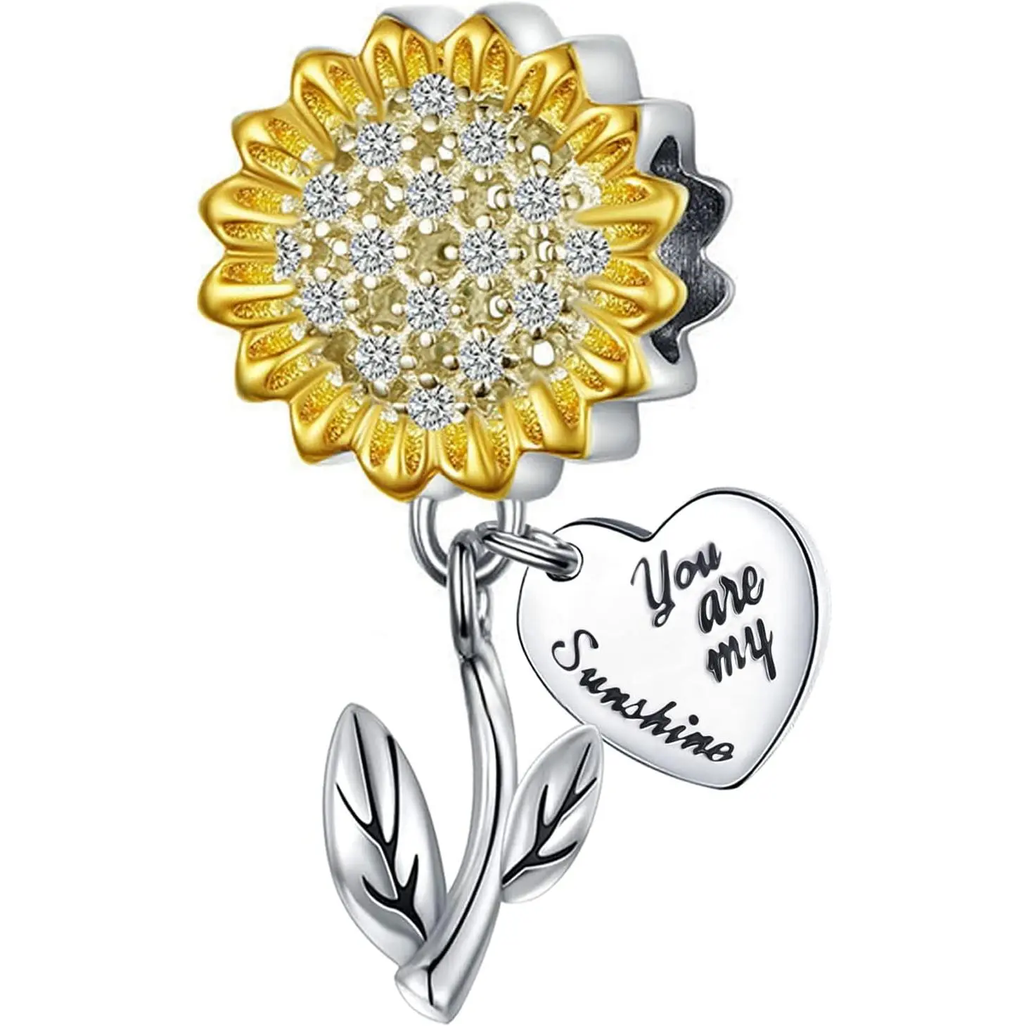 Sunflower Charm Fit for Pandora Charms Bracelet and Necklace You Are My Sunshine Charm Gifts for Women