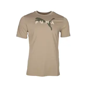 PUMA Mens Robust Logo Crew Neck Short Sleeve Casual Tops Casual - Brown