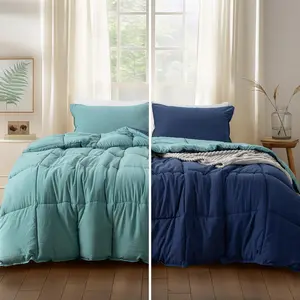 California King Size Comforter with 2 Shams - Down Alternative Duvet Insert with Corner Ties,, Lightweight, Ultra, Machine Washable,-(Turquoise Green/Blue