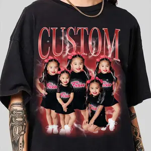 Custom Kids Photo T-Shirt, Vintage Rap Bootleg Style Custom Retro Shirt CT25123001