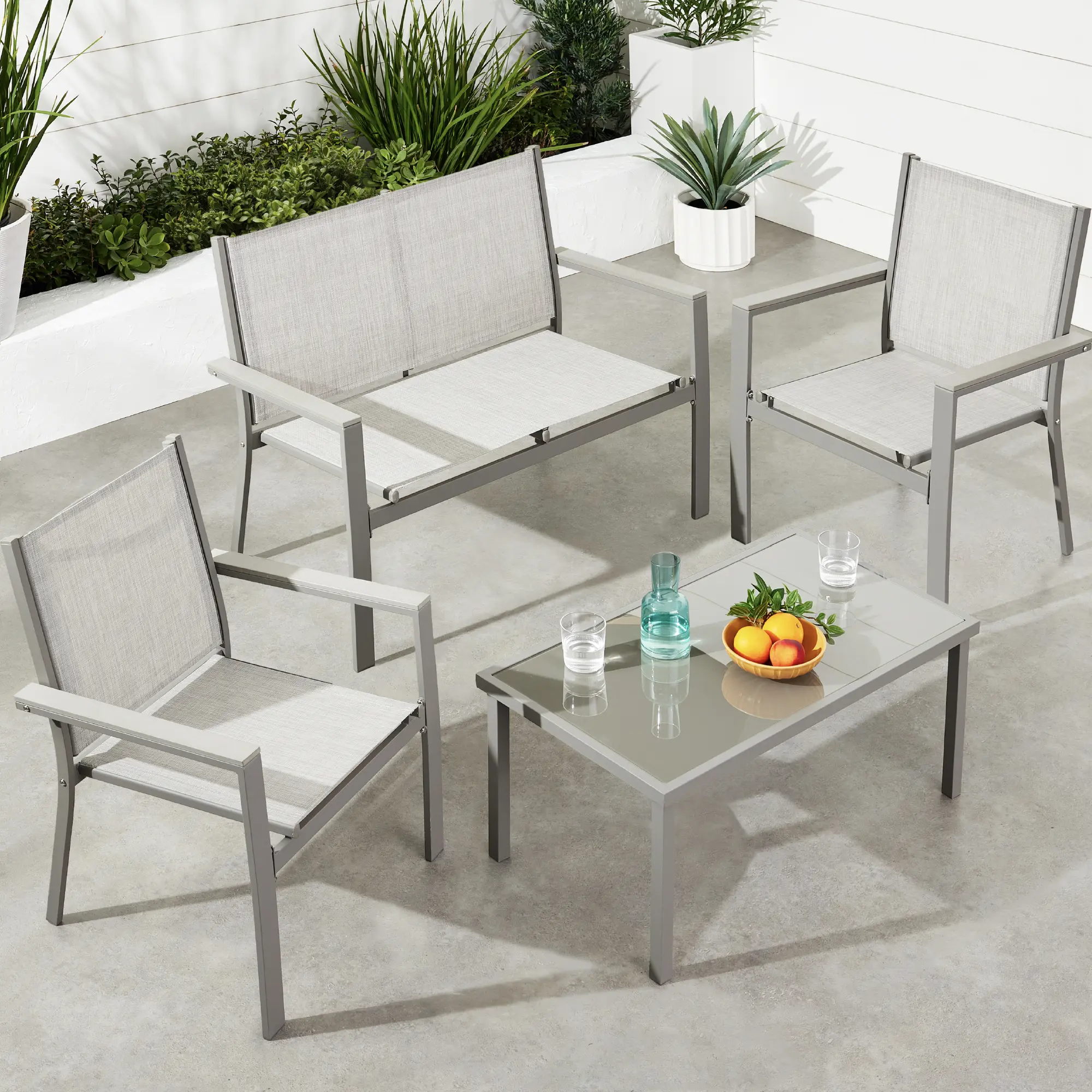 Best Choice Products 4-Piece Outdoor Textilene Patio Conversation Furniture Set w/ Loveseat, Table Best Choice Products 4-Piece Outdoor Textilene Patio Conversation Furniture Set w/ Loveseat, Table