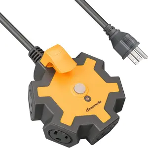 DEWENWILS 5-Outlet Heavy Duty Extension Cord Power Strip, 14/3 SJTW, 15A Circuit Breaker, Swivel Safety Covers, for Camping Garage Workshop Lantern Accessories