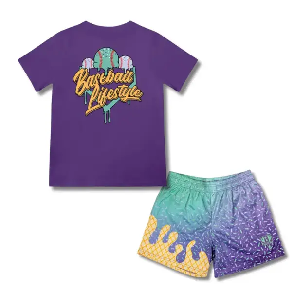 Baseball Lifestyle 101 Ice Cream Galaxy Grape Set | Youth & Adult Tee & Mesh Shorts