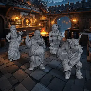 DND Miniature RPG Figures - Fantasy Tavern Crew Set for TTRPG Games, Role-Playing Accessories, RPG Terrain Models, Fantasy Miniatures for Tabletop RPGs, Gifts for D&D Players