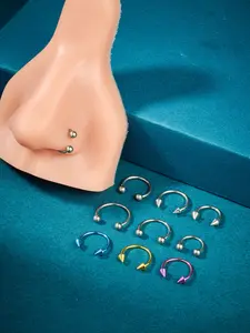 G23 Titanium Alloy Horseshoe Nose Ring, Horseshoe Septum Ring, Titanium Alloy 18 Gauge 16G 8/10mm, Perfect for Nose, Cartilage, Tragus, Helix Piercings and Labret Lip Hoops