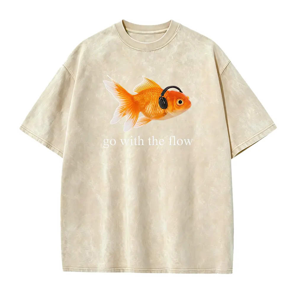 Go With The Flow Goldfish Shirt,  Streetwear Graphic T-Shirt, 90s Style Graphic Tee
