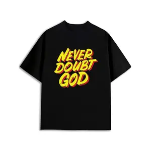 Never Doubt God T-Shirt Men Christianity round neck T-shirt black 180G 100% Cotton Comfortable loose and fashionable T-shirt Weekend casual wear christianity religious gifts Comfortable outdoor activity clothing