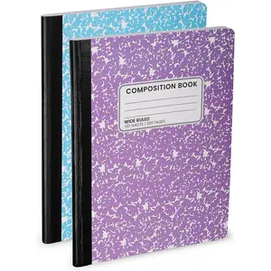 Hardcover Wide Ruled Composition Notebook - Bright Colors, 100 Sheets, 200 Pages, 9.75 x 7.5 in - For School, Office, Note-Taking - 2 Pack