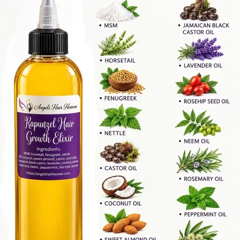 Rapunzel Hair Growth Elixir with Lemon Oil Tea Tree Avocado Peppermint Lavender Coconut Rosemary Haircare for Repair and Growth