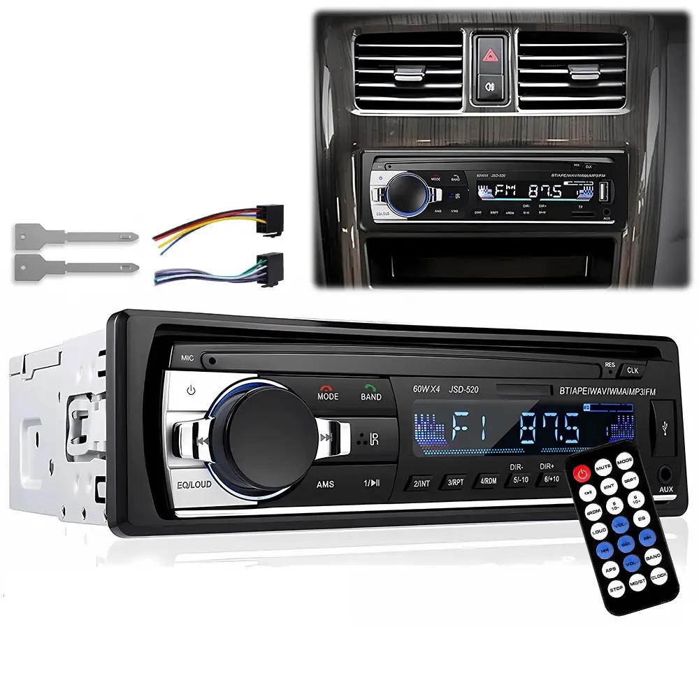 Multimedia Car Stereo Head Unit - Bluetooth Connectivity, Hands-Free Calling, Music Streaming, AM/FM Radio, USB Playback, Automotive Electronics Accessory, Wireless Car Audio