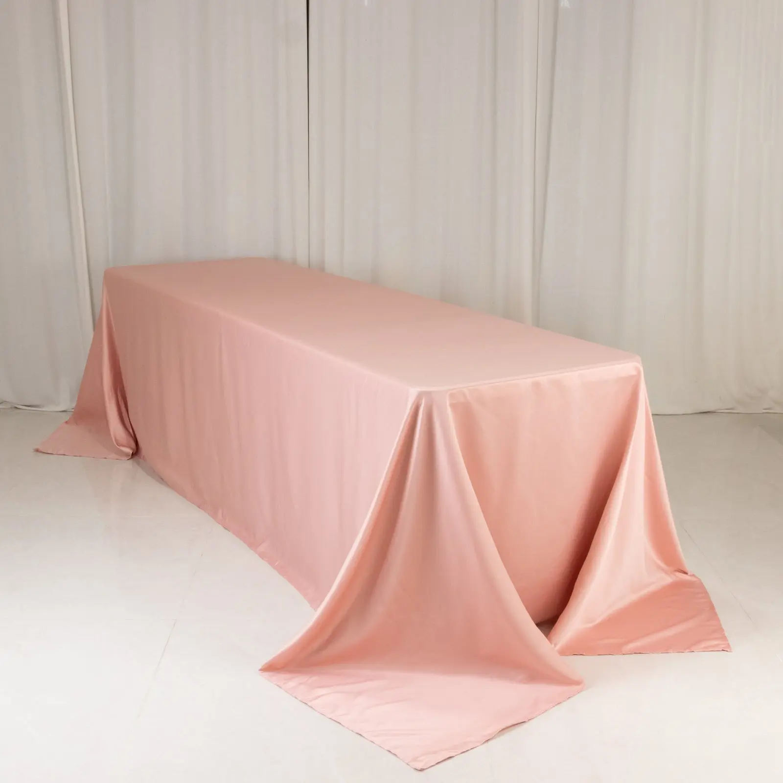 Lamour Non-Customised Solid Satin Rectangle Tablecloth - 90"x156" Dusty Rose, Soft Sheen, Seamless Edge, Machine Washable, Low-Heat Tumble Dry, for Wedding, Party Decor, Dining Decor