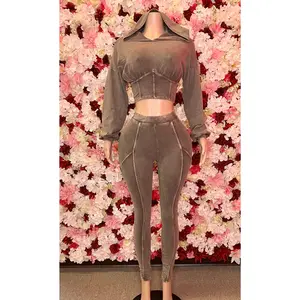 Mineral Wash Corset Hoodie Set