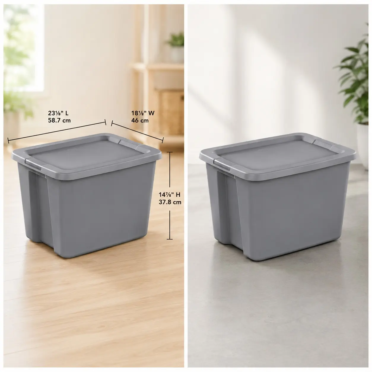 Sterilite 18 Gal Large Storage Bin with Snap-On Lid - Gray Home Organizer Storage Box for Household Use