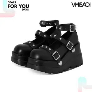 Platform Ankle Boots For Women Goth Boot Round Toe Ankle Strap Buckle Heart Studs Fashion Rave Punk Concert Night Club Jennifers Body Trendy Gothic Short Booties Deals For You Days