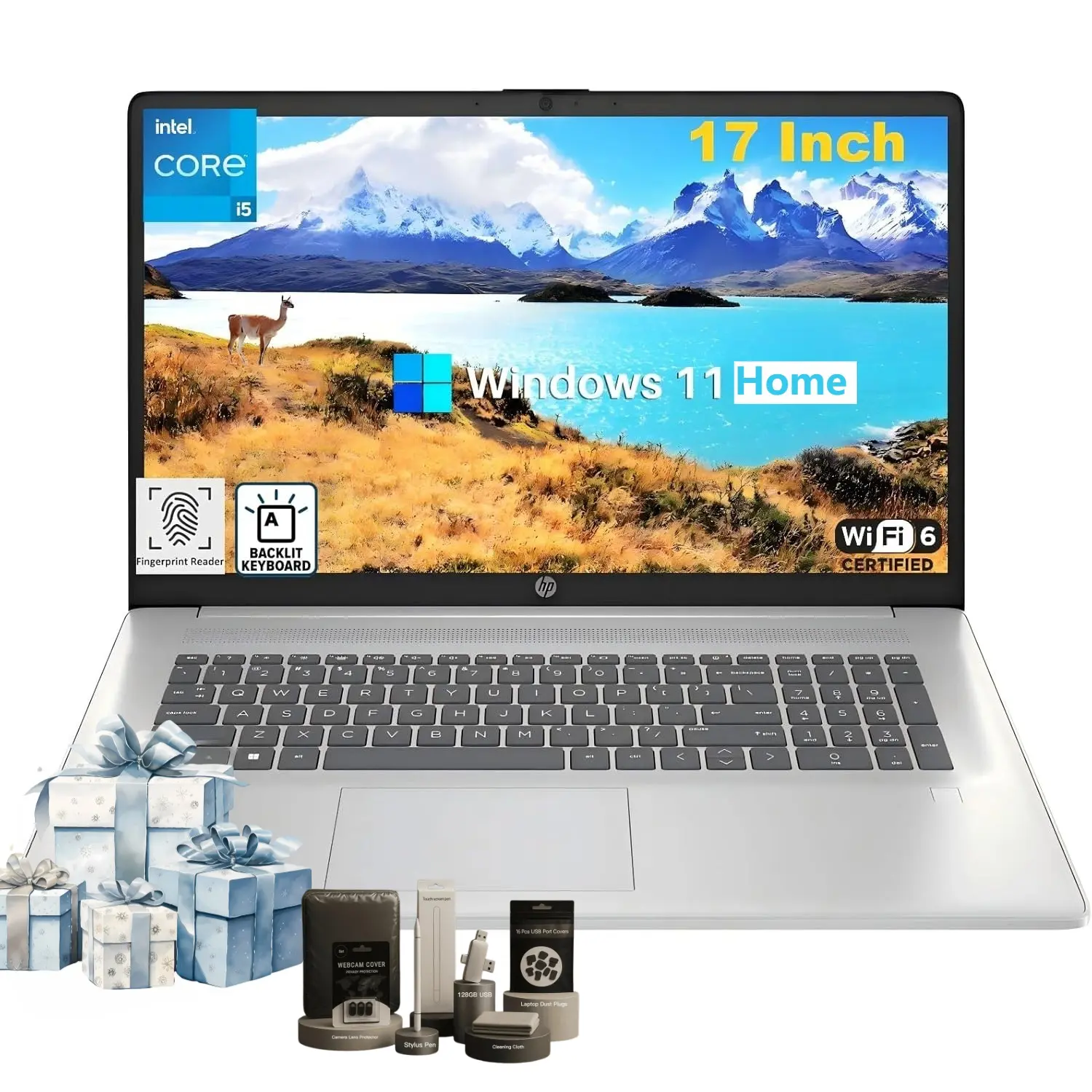HP Essential Business Laptop, 17.3" FHD Display, Intel Core i5-1334U, up to 32GB RAM, 512GB SSD, Wi-Fi 6, Webcam, Backlit Keyboard, Windows 11 Home, Silver, Bundle Accessory