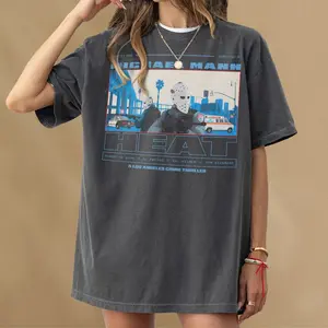 Heat Movie Graphic T-shirt, Michaell Man 90s Action Film Memorabiliaa, 1995 Heat Movie Tee Shirt, Hockeyy Mask Bank Robbery