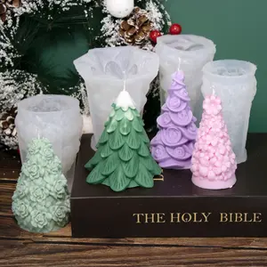 3D Christmas Tree Silicone Candle Mold DIY Santa Christmas Tree Gypsum Handmade Soap cake chocolate Mold for DIY Creative Christmas Home Decor Gift