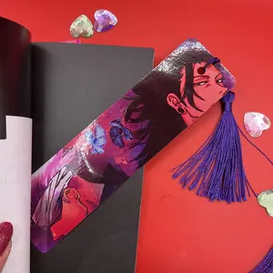 Satosugu geto gojo beta fish bookmark purple tassel jujutsu kaisen double sided glossy anime shop reading