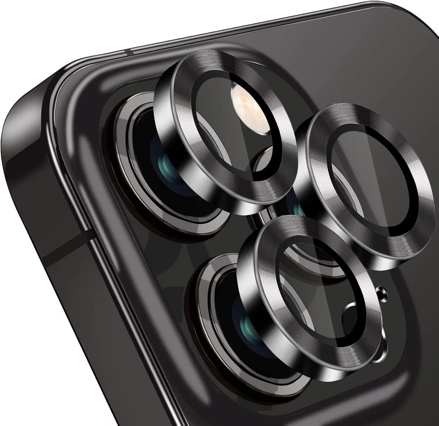 Compatible with  14 Pro / 14 Pro Max Camera Lens Protector, Anti-Scratch Lens Cover 9H Tempered Glass Metal Camera Screen Protector Shockproof Camera Ring - 3 count Black