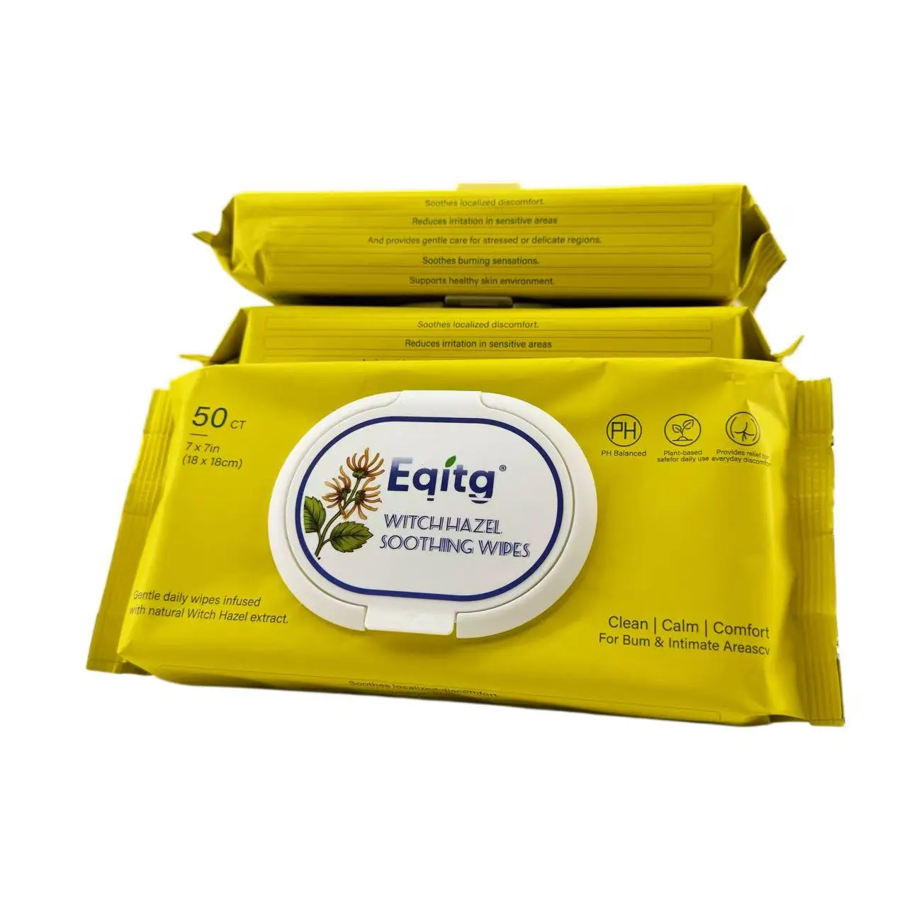 Gentle Witch Hazel Toilet Wipes — Flushable, Clean & Refreshing, 50 ct，EQITG
