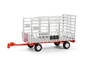 Bail Throw Wagon – Silver and Red (Down on the Farm Series 9) Diecast 1:64 Scale Model - Greenlight 48090F