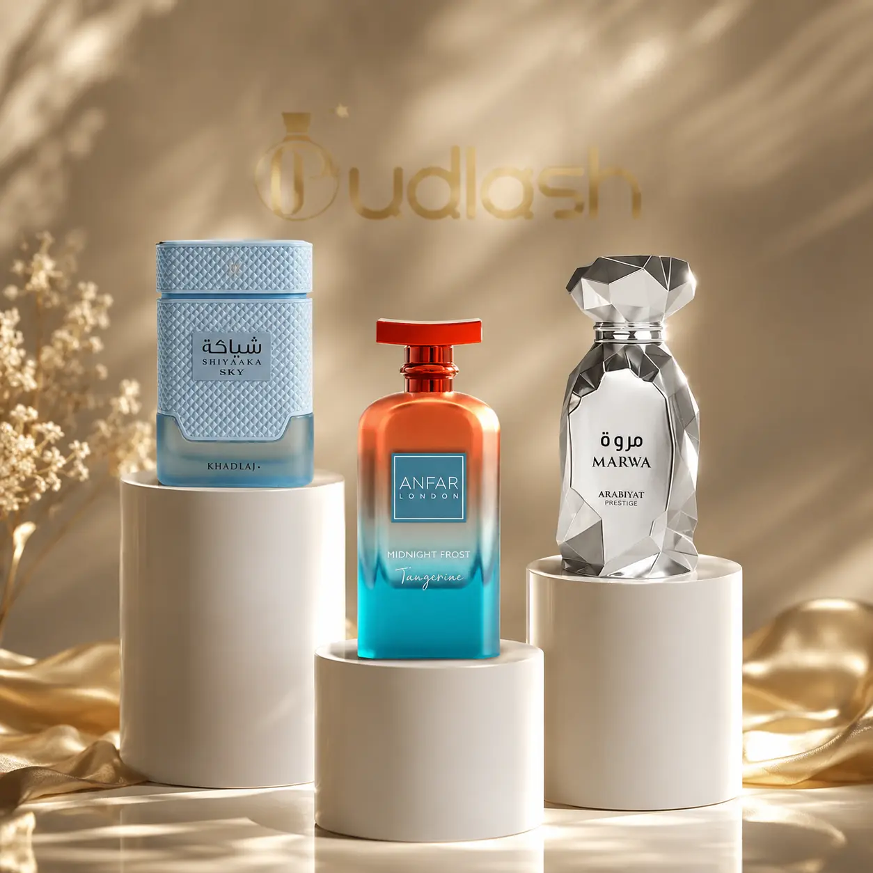 Oudlash Bundle | Shiyaaka Sky + Arabiyat Marwa + Anfar Midnight Frost Tangerine | Unisex Fragrance | 100 ML - 3.4 OZ | Eau De Parfum | Bergamot- Mandarin, and Verbena