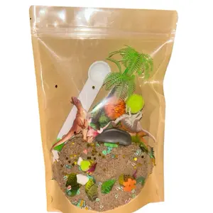 Sensory Sand Bin Dinosaur theme  Play Kit for Kids Interactive Learning & Hand Eye Coordination Development Sensory Stretchy Sand