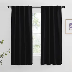 NICETOWN Halloween Blackout Curtains Window Panel Drapes - (Black Color) W34 x L63, Double Panels, Home Decoration Light Blocking Thermal Insulated Rod Pocket & Back Loop Draperies for Living Room