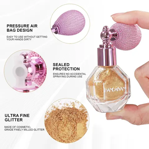 Handaiyan Spray Bottle, Shimmer Glitter Body Powder Sprayer, High Shine Pearlescent Shine Makeup Tool, Easy Application, Long-Lasting Sparkle Effect