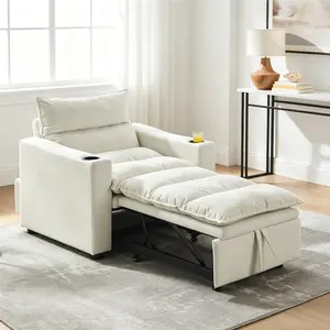 Beige 3-in-1 Convertible Sofa Chair Bed, Perfect for Small Apartments