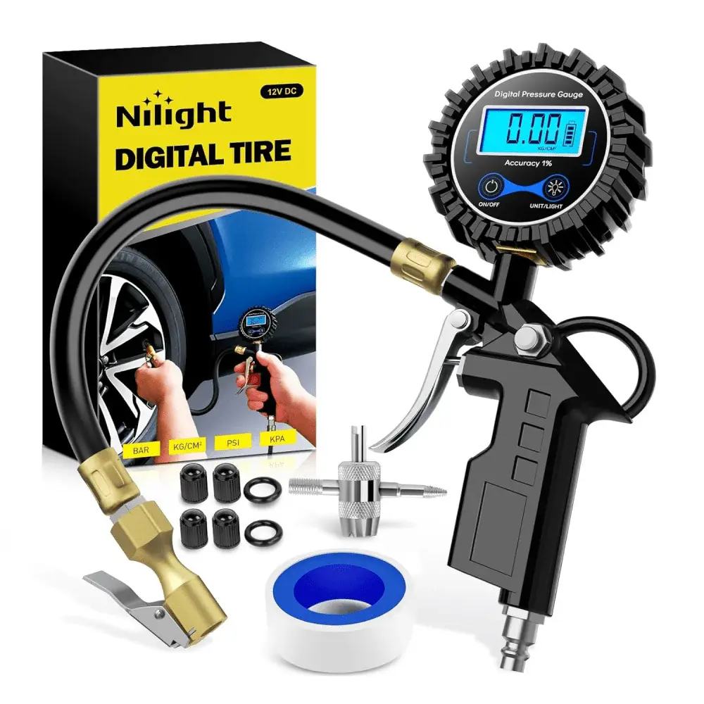 Nilight All-in-1 Steel-Brass Handheld Digital Automatic Tire Inflator with 250PSI Pressure Gauge, 2-in-1 Automotive Tire Repair Kit, Car Tools for Father's Day Gift,father'sdaygifts,car accessories