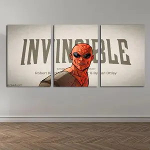 Set of 3 Invincible War Themed Canvas Poster Mark's Universe Variant Art Wall Decor Comic Style Gift for Teens Living Room Bedroom Dorm framed Waterproof Moisture-Proof Desig