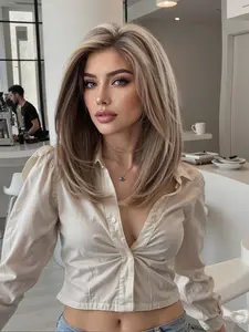 Lace Front Synthetic Fiber Wigs Lace Frontal Wig Uk Style Piano City Series Fashionable Hair Clips Modern Look Synthetic Fiber Hairpiece for Women