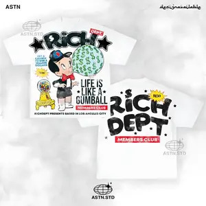 Y2K Graphic "Rich Dept" Personalize Printed Tshirt Casual Cotton Menswear T-Shirt white tee oversized men fashion outdoorfun