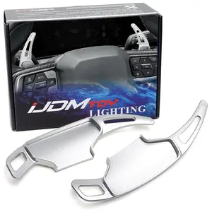 iJDMTOY Racing Sports Satin Silver Aluminum Larger Paddle Shifter Extension For Ford 2024-up Mustang