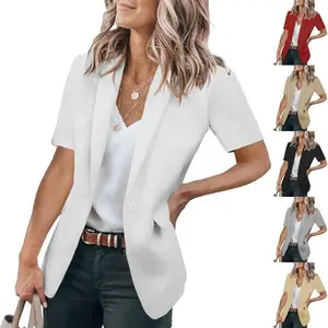 Women's 2025 Summer Short Sleeve Blazer Jacket Lightweight Fully-Lined Business Casual Fashion Suit with Pockets