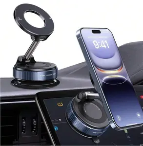 Magnetic Suction Cup Phone Mount for Magsafe 360° Adjustable Magnetic Car Phone Holder Pocket Size Foldable Car Mount
