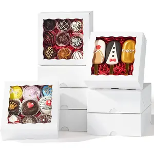 50 count 6x6x2.5 Inches Cookies Boxes Bakery Boxes with Clear Window  Covered Strawberries Boxes Cake Pie BoxeTruffle  Boxes for  Cakesickle Browines Pasta Christmas