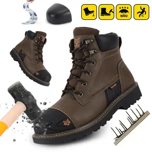 Waterproof Steel Toe Boots For Men Leather Steel Toe Shoes Non Slip Resistant Safety Work Boots Indestructible Lightweight Construction Boot With Composite Toe