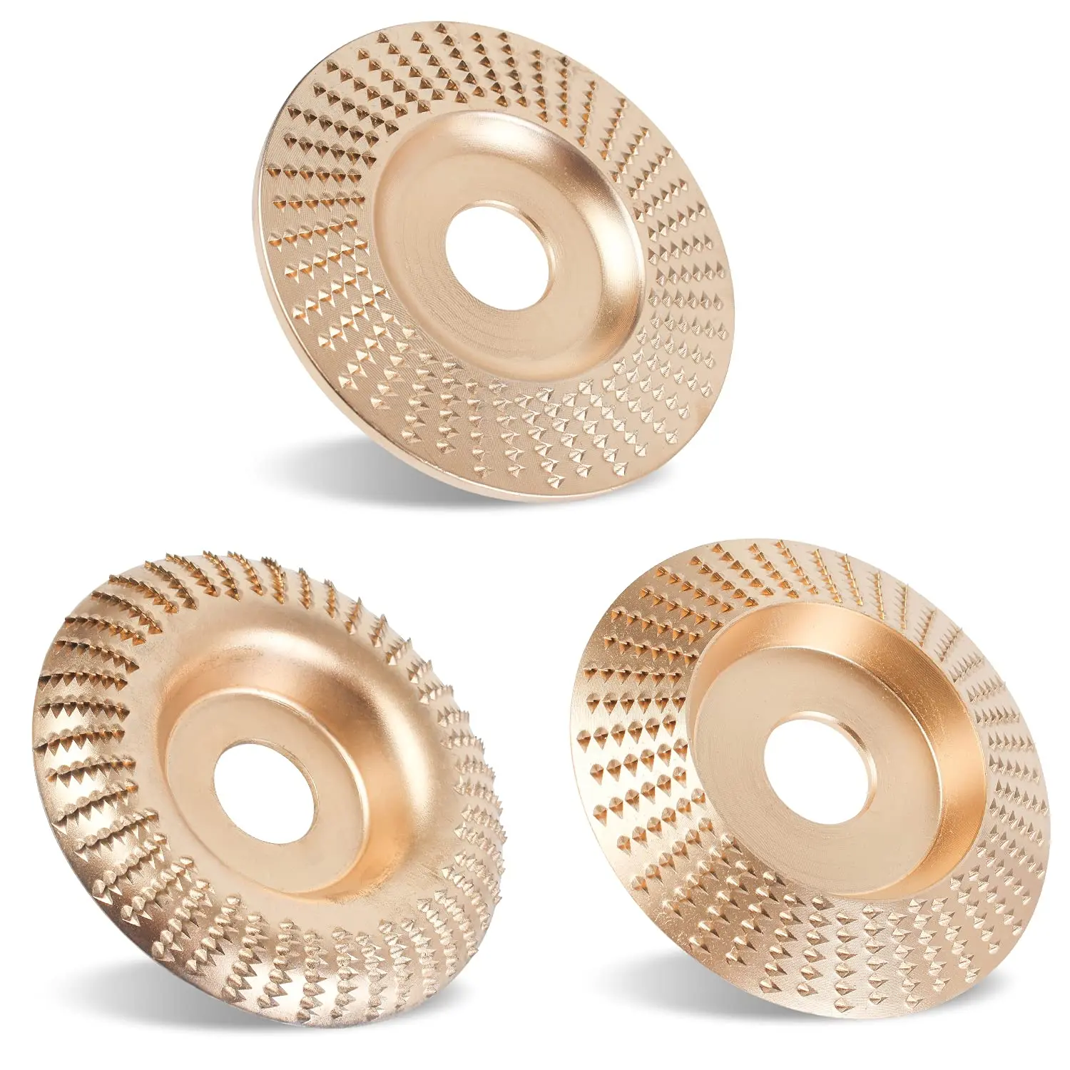 3PCS Angle Grinder Polishing Pad, Wood Carving Disc Set for 4 1/2 Inch Angle Grinder, Heavy Duty Wood Sanding Disk Grinding Wheel, Stump Grinder Attachments for Wood Cutting Shaping