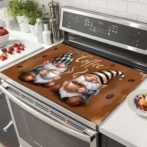 Soft Electromagnetic Stove Panel Protector Pad, Coffee Goblin Design, Scratch Resistant, Easy Clean, Kitchen Counter Cover, Mother's Day Gift, Coffee Bar Mat